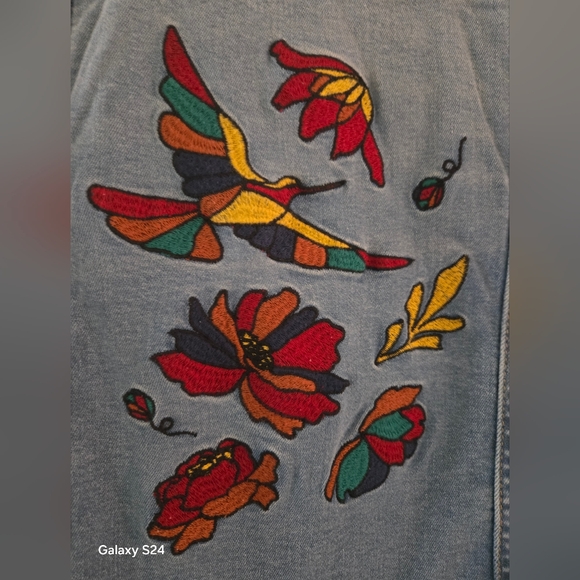 Embroidered Denim Jacket - Blue Sz L-14 NWOT - Picture 5 of 6